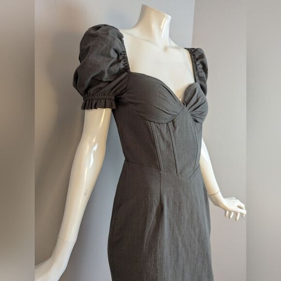 Sisters & Seekers Parlour Dress UK 6 Puff Sleeve Corset Mini Gray - Picture 8 of 10